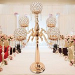 PanDair 5 Arm Crystal Candelabras Gold of Color Crystal Glass Traditional Candelabra Centerpieces Wedding Formal Event Home Party Candle Elegant Decor 29.5in - BELD344NV