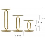 smtyle Christmas Candle Holders Set of 3 Candelabra with Iron-3.5 Diameter Ideal for Pillar LED Candles Round Gold - B9U69W7LJ