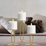 smtyle Christmas Candle Holders Set of 3 Candelabra with Iron-3.5 Diameter Ideal for Pillar LED Candles Round Gold - B9U69W7LJ