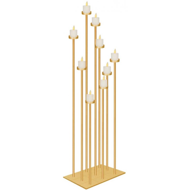 smtyle DIY 9 Gold Candle Holders Candelabra Floor 42 inch Tall Centerpiece for Wedding Decor Using Tealight Set Large with Iron - BMGZUMJ69