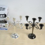 Tidelence 5-Candle Metal Candelabra Candlestick 10.6 inch Tall Candle Holder Wedding Event Candelabra Candle Stand Sliver - BY382HM8P