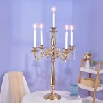Vincidern Gold 5 Arms Candelabra Centerpiece Tall Taper Candle Holders for Table Centerpiece Wedding Party Dinner Formal Events Decor Candelabra 28 Inches Tall - B125LJKBS
