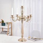 Vincidern Gold 5 Arms Candelabra Centerpiece Tall Taper Candle Holders for Table Centerpiece Wedding Party Dinner Formal Events Decor Candelabra 28 Inches Tall - B125LJKBS