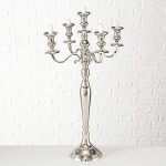 WHW Whole House Worlds Hamptons Five Taper Candle Silver Candelabra Hand Crafted of Silver Aluminum Nickel 2.5 Feet High 30.75 Inches - BZR8YWBRJ