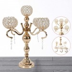 YIPONYT 5 Arm Crystal Candle Holder 22 Candelabra with Crystal Studded Globes and Hanging Crystal Drops for Wedding Event Party Centerpieces Decoration - B4LM2NAY9