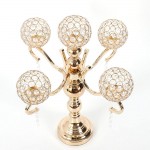 YIPONYT 5 Arm Crystal Candle Holder 22 Candelabra with Crystal Studded Globes and Hanging Crystal Drops for Wedding Event Party Centerpieces Decoration - B4LM2NAY9