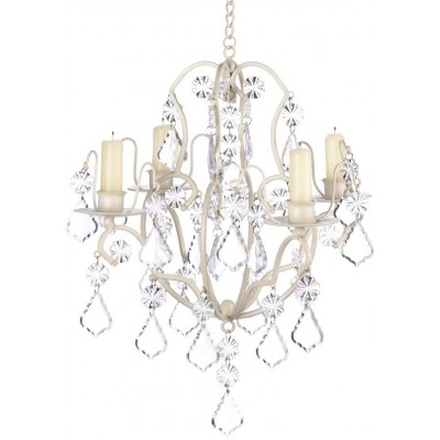 Chandelier Candle Holders Ivory White Hanging Candle Chandelier Holder Iron - B8CWYI3S8