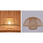 Demeanor LED Chandeliers Nordic Retro Hollow Bamboo Natural Wicker Rattan Bamboo Branch Pendant Light Hand-Woven Lampshade Suitable for Bars Cafes Energy-Saving Lamps Size : 40cm - BZ4LOYGQB