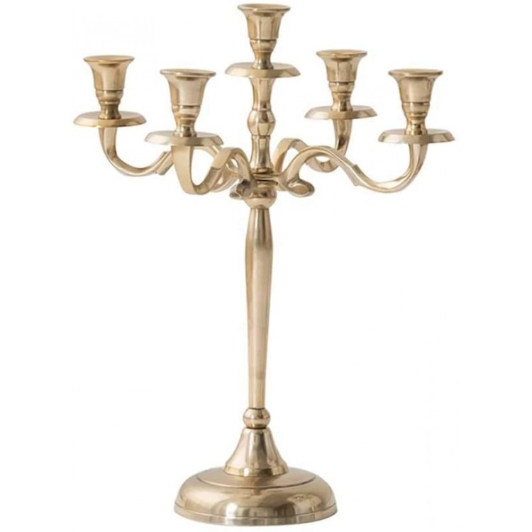 European Retro Candlestick Decoration Romantic 5 Heads Candlelight Dinner Props Wedding Western Food Ins Candle Chandeliers Aluminum Gold Size : M - B1X104JY4