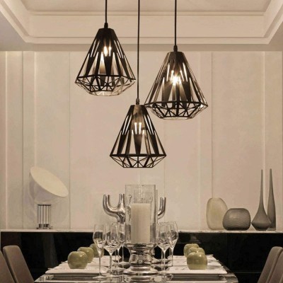 Foyer Chandelier Creative Diamond Shape Dining Table Small Chandeliers Minimalist Art Dining Room Light with Retro Personality Bar Lamp Single Head Restaurant Hanging Lamp Hanging Lighting - BD4Z86WWN