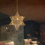FUYUNLAI Nordic Style Creative Geometric Star Shape Hanging Lights Retro E27 Stainless Steel Lampshade Pendant Lamp Restaurant Adjustable Chandelier Gold - BUOTCMYJK