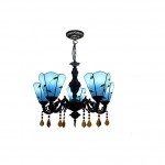 gduukk Pastoral Creative Moroccan Style Stained Glass Retro bar Living Room Dining Room 5 Heads Crystal Chandelier Lamps Body Color : H Type - B8GVG5F09