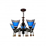 gduukk Pastoral Creative Moroccan Style Stained Glass Retro bar Living Room Dining Room 5 Heads Crystal Chandelier Lamps Body Color : H Type - B8GVG5F09
