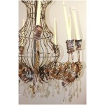 Huge Big Candle Rustic Tin Chandelier w Crystals for Home or Movie Studio Prop Old Finish - BFZGQ815G