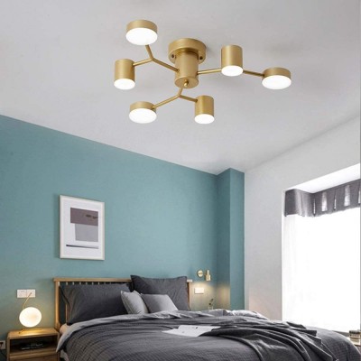 KXAKAX KXA Scandinavian Modern Minimalist Living Room Chandelier Bedroom Dining Room Den Hotel Corridor Six Golden Light Led Ceiling Lamp 63x63x16cm Elegant - BEG6H5JPQ