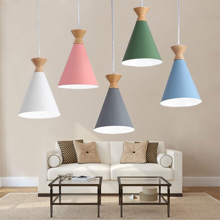 LCQSMBH Modern Creative Color Chandeliers Simple and Individual Iron Hanging Light E27 Fashion Bedside Pendant Light Cafe Restaurant Living Room Balcony Pendant Lamp - BTT2O3B4D