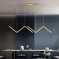 Machine Nordic Gold Line LED Chandelier Minimalist Design for Living Room Bedroom Kitchen Creative Art Wall Suspension Light Fixtures Lighting Chandelier Color : Gold Size : 3 Colors Changeable - BC86TKNOP