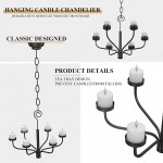 smtyle Hanging Candle Chandelier for Gazebo Set of 6 Tealight Candle Metal Wall Sconce for Indoor or Outdoor Black - B8F4MXOCW