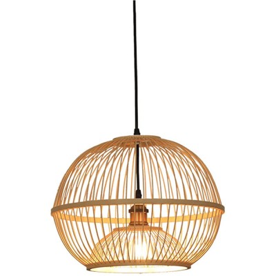 VERLEDK Chinese Style Solid Wood Retro Chandelier Japanese Style Tatami Pendent Bamboo Weaving Zen Ceiling Lamp,for Bedroom Entryway Dining Room Girls Room Foyer - B6ZL114WQ
