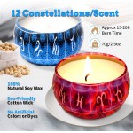 12 Constellations Scented Candles Gift Set 2.5oz Strong Fragrance Aromatherapy Candles Natural Soy Wax Candles Portable Travel Tin Jar Candles gifts for Home Scented Decoration Birthday Valentine'sDay - BU9CRDZUL