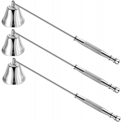 3 Pieces Candle Snuffer Wick Snuffer Candle Accessory with Long Handle Stainless Steel Wick Snuffers Candle Tool for Putting Out Extinguish Candle Wicks Flame Safely Silver - B95WELWR1