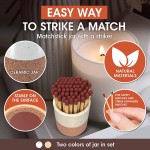 D.Home Ceramic Match Holder with Striker Cute Jar for Both Safety Matches and Strike Anywhere Matches Match Holder for Candles Fireplace and Bathroom Decor Set of 2 Ceramic Jars - B13CP69UO
