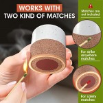 D.Home Ceramic Match Holder with Striker Cute Jar for Both Safety Matches and Strike Anywhere Matches Match Holder for Candles Fireplace and Bathroom Decor Set of 2 Ceramic Jars - B13CP69UO