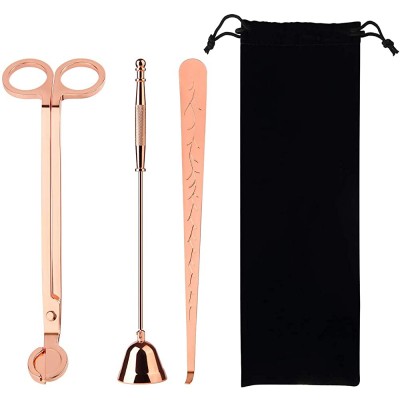 erduoduo Candle Accessory Set Candle Wick Trimmer Candle Cutter Candle Snuffer 3 in 1 Candle Care Kit Rose Gold - BCXKVPGUL