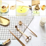 Gogmooi Candle Accessory Set 4 in 1 Candle Wick Trimmer Candle Snuffer Candle Wick Cutter Candle Wick Dipper Gold for Candle Loverswith with Tray and Felt Bag - BEK9LX4YG