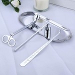 MUXSAM 4 in 1 Candle Accessory Set Candle Wick Trimmer Candle Wick Dipper Candle Wick Snuffer Storage Tray Plate Candle Care Tools Gift for Candle Lovers Home Decoration Silver - BSPDVWNL5