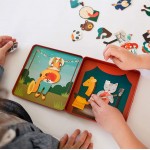 Petit Collage Magnetic Play Set Animal Band – Mix & Match Magnetic Game Board Ideal for Ages 3+ – Includes 2 Magnetic Scenes and over 25 Magnet Pieces Ideal Travel Activity for Kids - B6XV5HQ0O