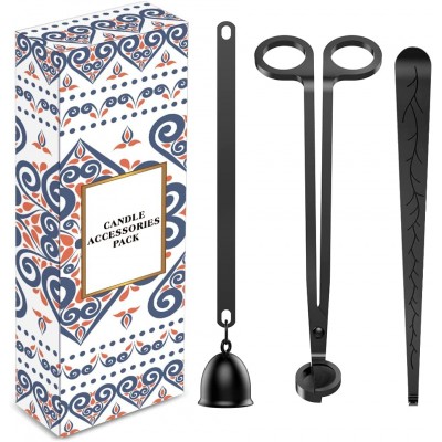 RONXS 3 in 1 Candle Accessory Set Candle Wick Trimmer Cutter Candle Snuffer Extinguisher Wick Dipper with Gift Package for Candle Lover Black - B6ICPYN80