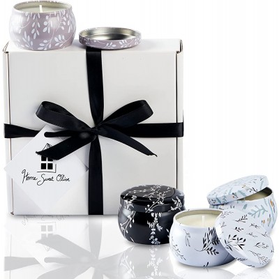 Scented Candles Gift Set Home Decor Soy Candles 4.4 oz Tin Travel Gift Set 4 Pack Small Candles Essential Oil Gifts for Women Birthday Gift Mother's Day Gifts Valentine's Day Gifts - B96XM4JWT