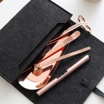 Tiamo Candle Care Kit with Lighter | Candle Accessory Set 5in 1 Includes Wick Trimmer Wick Dipper Candle Snuffer ，Rechargeable Electric Candle Lighter ，Storage Tray Plate and Storage Bag rose gold - BC2JTFYNL