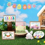 12 Pieces Easter Tiered Tray Decor Easter Decor Farmhous Mini Wood Decor Bunny Rabbits Eggs Wooden Sign Spring Sign Decor Decorative Trays Signs Rustic Easter Decoration for Home Table Kitchen Office - BHKG1AA8R