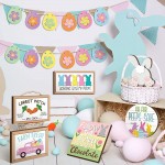12 Pieces Easter Tiered Tray Decor Easter Decor Farmhous Mini Wood Decor Bunny Rabbits Eggs Wooden Sign Spring Sign Decor Decorative Trays Signs Rustic Easter Decoration for Home Table Kitchen Office - BHKG1AA8R