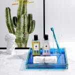 Acrylic Decorative Tray-Jewelry Perfume Makeup Storage Organizer for Vanity Dresser Bathroom Living Room Coffee Table Navy Blue - BOS59JPCK