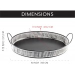 AuldHome Decorative Boho Serving Tray; Distressed White Over Black Metal Tray - BZWYB8791