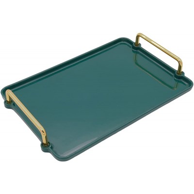 Ceramic Decorative Tray with Golden Metal Handle ANZUSY Serving Tray Table Tray Rectangle Ottoman Tray Home Decorative for Coffee Table Living Room Kitchen -Rectangular Small Green - BSRBVPRQT