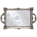 Dahlia Studios Floral Pattern 13 Wide Silver Mirrored Decorative Tray - B74LB5KHC