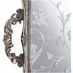 Dahlia Studios Floral Pattern 13 Wide Silver Mirrored Decorative Tray - B74LB5KHC