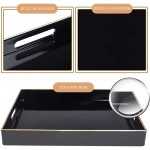Decorative Tray Black Serving Tray with Handles Coffee Table Tray Square Plastic Tray for Ottoman Bathroom Kitchen 13x13x1.57 - BMY5000ON