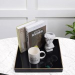Decorative Tray Black Serving Tray with Handles Coffee Table Tray Square Plastic Tray for Ottoman Bathroom Kitchen 13x13x1.57 - BMY5000ON