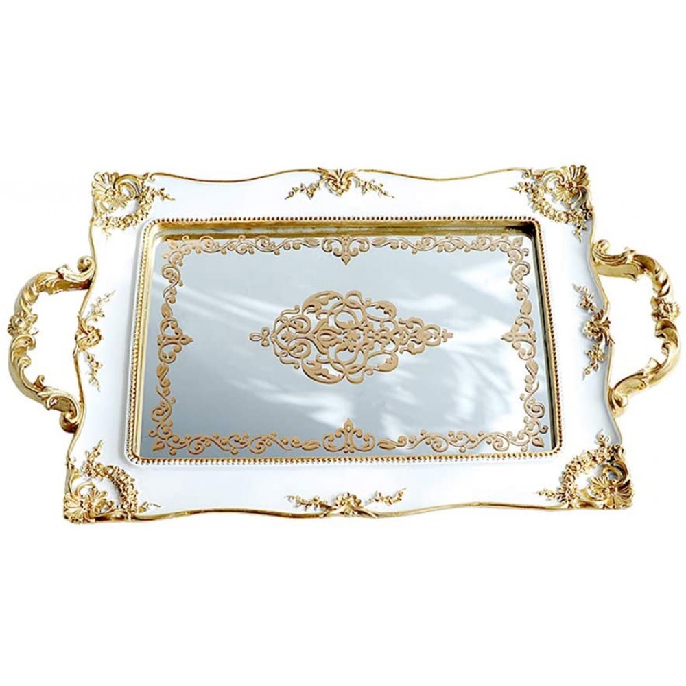 Echaprey Large Crystal Rectangle Mirrored Decorative Tray,Cosmetic Vanity Tray Organizer for Home Décor Wedding Jewelry Occasion - BAD196AGA
