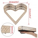 ELLDOO Heart Shape Decorative Tray Mirror Vanity Tray for Perfume Glass Jewelry Dish Makeup Organizer Trinket Tray Storage Tray for Home Dresser Bathroom Counter Top Gold - B7L4YHCAN