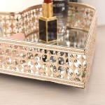 ELLDOO Heart Shape Decorative Tray Mirror Vanity Tray for Perfume Glass Jewelry Dish Makeup Organizer Trinket Tray Storage Tray for Home Dresser Bathroom Counter Top Gold - B7L4YHCAN