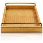 ELOCRAFT Decorative Tray PU Leather Tray Butler Serving Tray with Handles Breakfast in Bed Tray Coffee Table Tray Ottoman Tray for Dinners Party Trays for Serving Food Modern Vanity Tray Large Tray - BEHBPCWGT