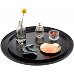 FREELOVE Round Gold Serving Platter Metal Decorative Tray for Perfume Jewelry Comestic Coffee Cheese Candle Plate Vanity Counter Bathroom Table Organizer Black 14 inch - BSQNFFLJQ