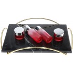 HighFree Marble Stone Decorative Tray Perfume Tray with Copper-Color Metal Handles Handmade Real Marble Tray Catchall Tray Trinket Tray for Counter Vanity Dresser & Nightstand Black - BV7HZ20Q1