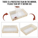HighFree Mirrored Crystal Cosmetic Tray Vanity Makeup Tray Ornate Jewelry Trinket Tray Organizer Perfume Tray Decorative Tray for Home Deco Rectangle-10x6 Inch Gold - BOEOQ8DQL